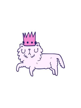 Taç takan çizgi film kedisinin hareketli animasyonu