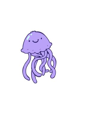 Çizgi film mutlu denizanasının yatay titreşimli animasyonu