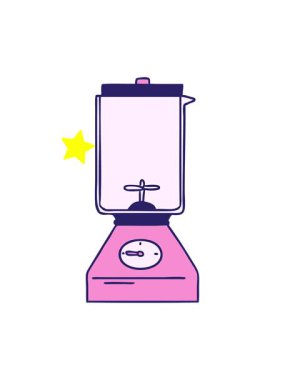 Kıvılcımlı yıldızlar çizgi film çizgi film yiyecek karıştırıcısının animasyonunu etkiler.