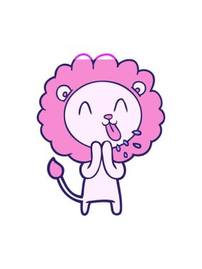 Mutlu bir çizgi film aslanının animasyonunu canlandırın.