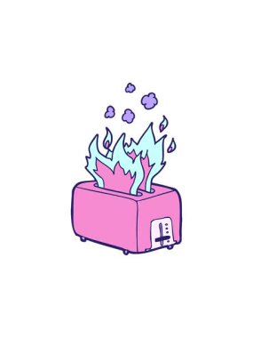 Dikkat çekici çizgi film yanan tost makinesinin animasyonu