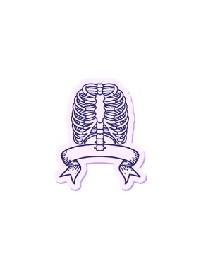 Bir göğüs kafesi pankartıyla dövme stili çıkartmasının radyoaktif parlayan animasyonu