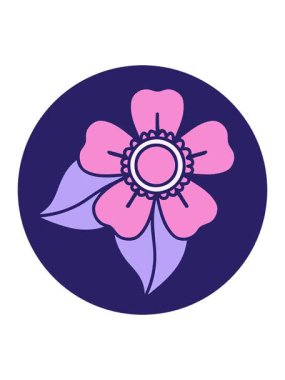 Çiçeğin dekoratif çiziminin basınçlı canlandırması