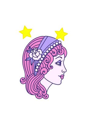 dönen yıldızların animasyonu dövme stili bir çingene kafası.