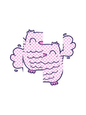 Çizgi film baykuş çiziminin bölünen hareket canlandırması