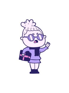 Çizgi filmin basınçlı animasyonu rahatsız edici kadın illüstrasyonu