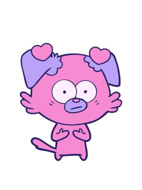 Sinirli köpek çizgi filminin dönen kalpleri.