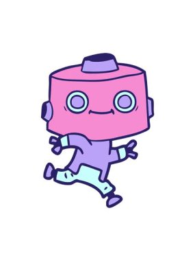 Çizgi film android görüntüsünün basınçlı canlandırması