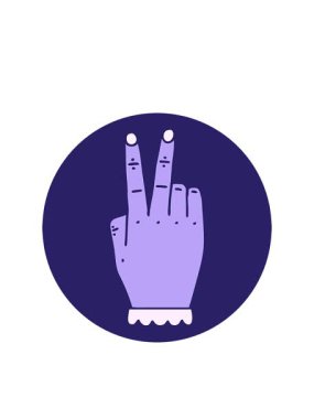 El kaldırma simgesinin yanıp sönen radyal çizgileri. İki parmak hareketi.