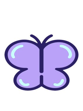 basit bir kelebek çizgi filminin hareketli animasyonu