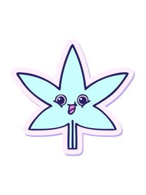 Tatlı bir çizgi film marihuana yaprağının yapıştırmasını salla ve durdur