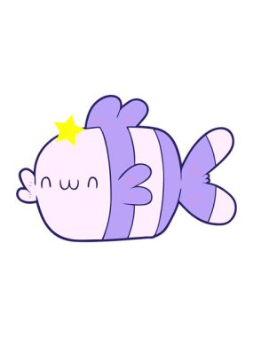 Parıldayan yıldızlar sevimli çizgi film balıklarının animasyonunu etkiler.