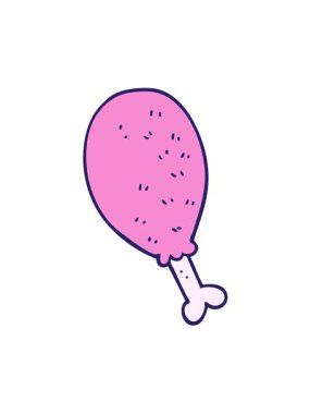 Çizgi film karikatürünün hareketli animasyonu tavuk budu pişirdi.