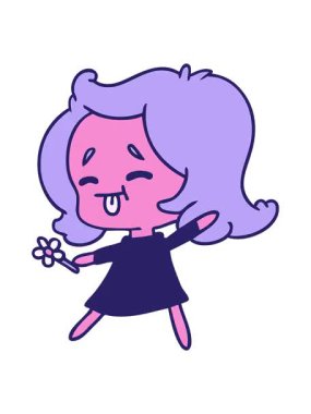 Şirin Kawaii kızının serbest çizim çizgi filminin efekt animasyonunu görüntüle