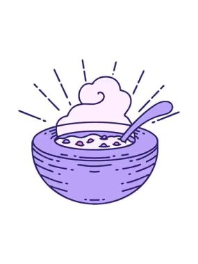 Geleneksel dövmeli çorba kasesinin titreyen animasyonu.