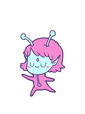 Çizgi filmdeki uzaylı kızın animasyonunu genişletiyorum.