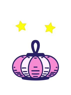 dönen yıldızlar, asılı bir fenerin animasyonu. Geleneksel Japon gemisi.