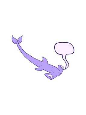 Dikkat çekici serbest konuşma baloncuğu karikatür çekiç başlı köpekbalığı animasyonu