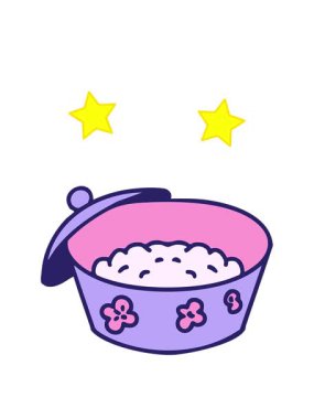 dönen yıldızlar buharda pişirilmiş pirinç dizaynının animasyonu