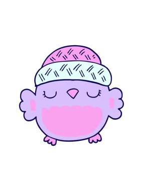 Şapkalı sevimli baykuşun neon ışık efekti animasyonu