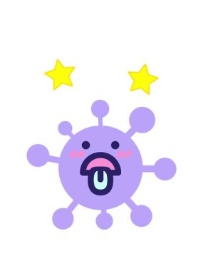 Dili dışarı çıkmış virüsün dönen yıldız animasyonu