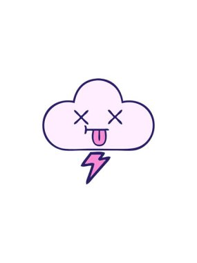 Bir gök gürültüsü bulutunun gölgeli çizgi filminin yıldız patlaması etkisi animasyonu