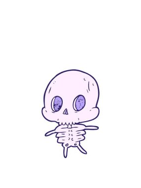 Sevimli bir karikatür iskeletinin yükselişi ve yüzüşü