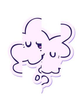 Düşünce baloncuğu yazılı çıkartma ile mutlu çizgi film yüzünün bölünmüş hareket animasyonu