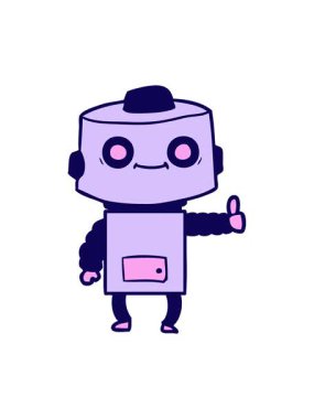 Bir el çizimi çizgi film robotunun neon ışık efekti animasyonu