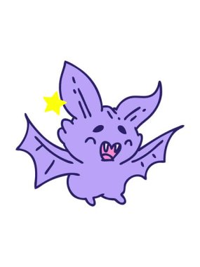 Parlayan yıldızlar, süper şirin bir Cadılar Bayramı yarasasının çiziminin animasyonunu etkiler.