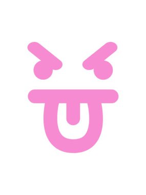 Dil simgesini sallayan kötü yüzün animasyonunu salla ve durdur