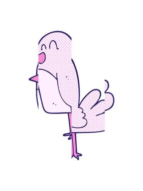 freehand çizilmiş çizgi film kuşunun bölünmüş hareket animasyonu