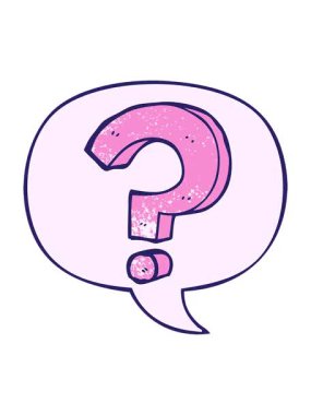 Çizgi film soru işaretinin basınçlı canlandırması konuşma baloncuğu ile retro doku biçiminde