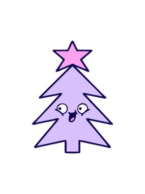 Şirin Noel ağacı çizgi film elementinin neon ışık efekti animasyonu