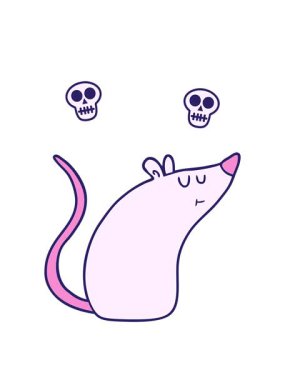 Çizgi film karakteri beyaz farenin kafatası animasyonu