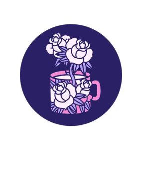 Bir fincan ve çiçek ikonunun canlanması ve yüzdürülmesi