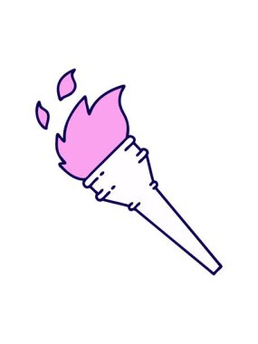 Dövmenin neon ışık efekti animasyonu geleneksel yanan meşale stilinde