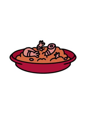 Geleneksel Brezilya vatapa karides yemeğinin dönen hareketli animasyonu