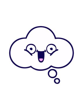 Bir düşünce baloncuğunun sevimli çizgi filminin neon ışık efekti canlandırması