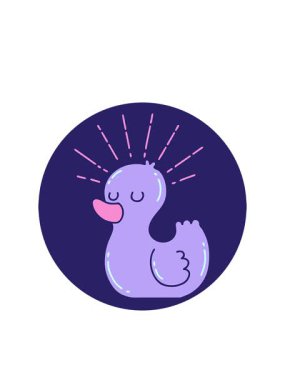 Dövme stili plastik ördek simgesinin yanıp sönen radyal çizgileri