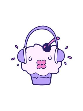 Müzik dinleyen komik çizgi film kekinin hareketli animasyonu.