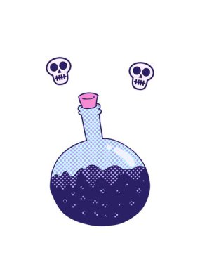 el yapımı karikatür kimyasallarının kafatası animasyonu