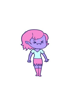 Sinirli vampir kız tasarımının hareketli animasyonu