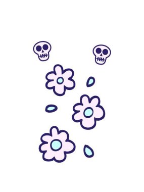 el çizimi karalama tarzı çiçek başlıklarının kafatası animasyonları