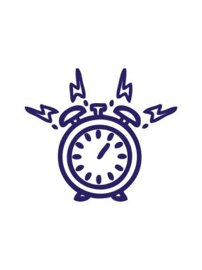 Çalan bir alarm saat simgesini çizen çizginin titreşimli animasyonu