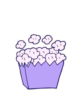 çizgi filmin hareketli animasyonu karalama sineması patlamış mısır