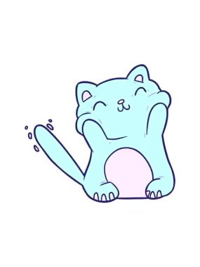 Çok mutlu çizgi film kedisinin titreyen hareketli animasyonu