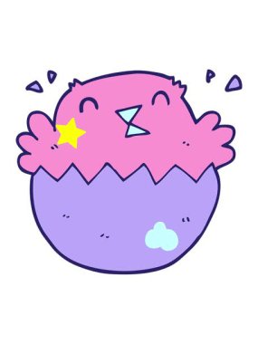 Kıvılcım saçan yıldızlar yumurtadan çıkan civcivin animasyonunu etkiler.