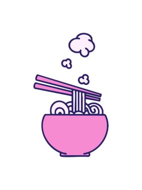 Büyük, dumanı tüten bir kase eriştenin animasyonunu durdur ve durdur.