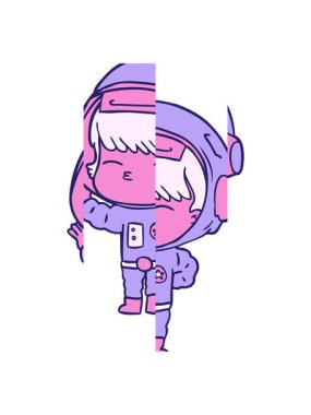Karikatür meraklısı astronotun bölünmüş hareket animasyonu